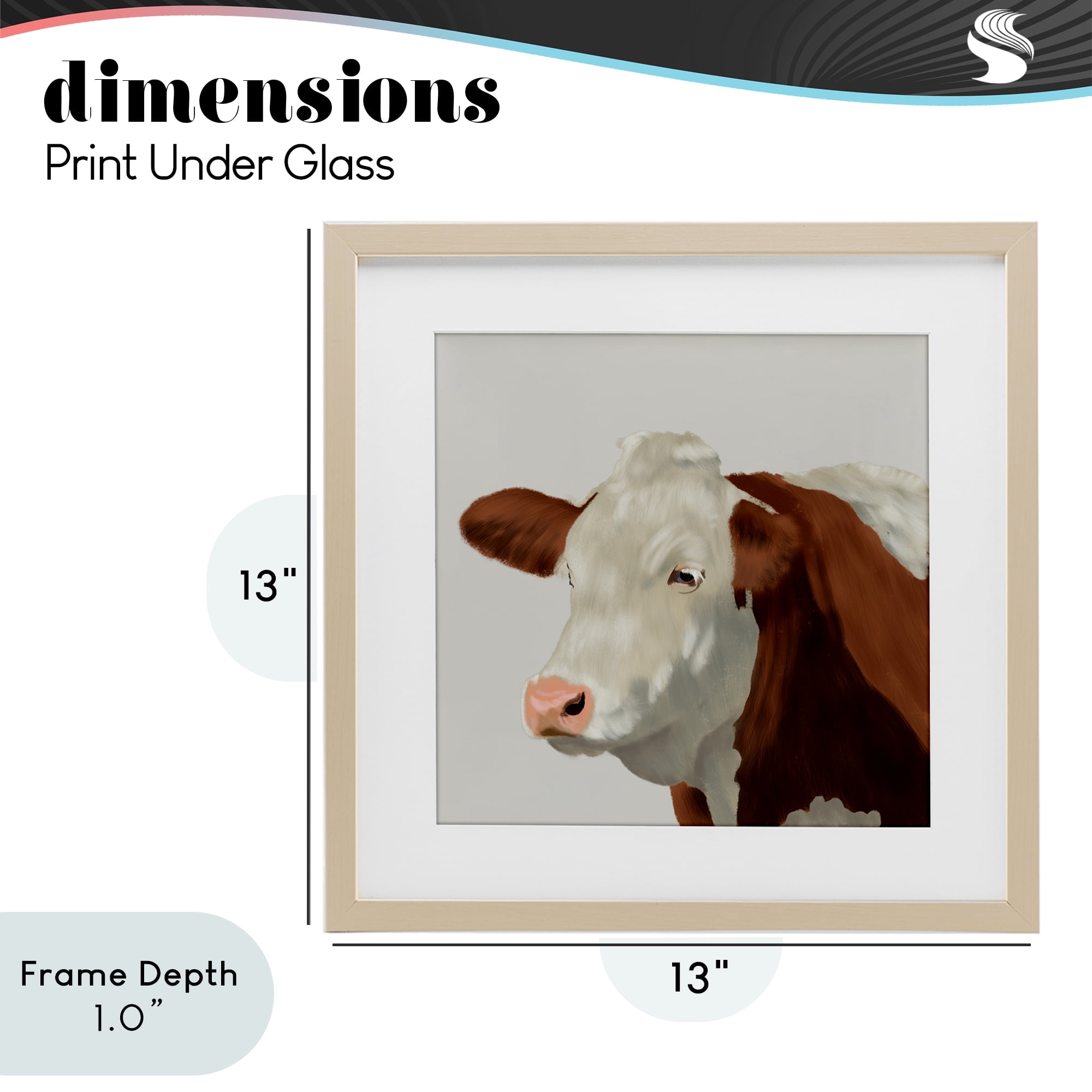 Stupell Industries Farm Friend Cow Portrait Birch Framed Print Under Glass, design by Marcus Prime
