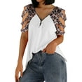 thumbnail image 2 of Women's V-Neck Plus Size T-Shirt Leopard Loose Tee Short Seleve Blouses Tops, 2 of 8