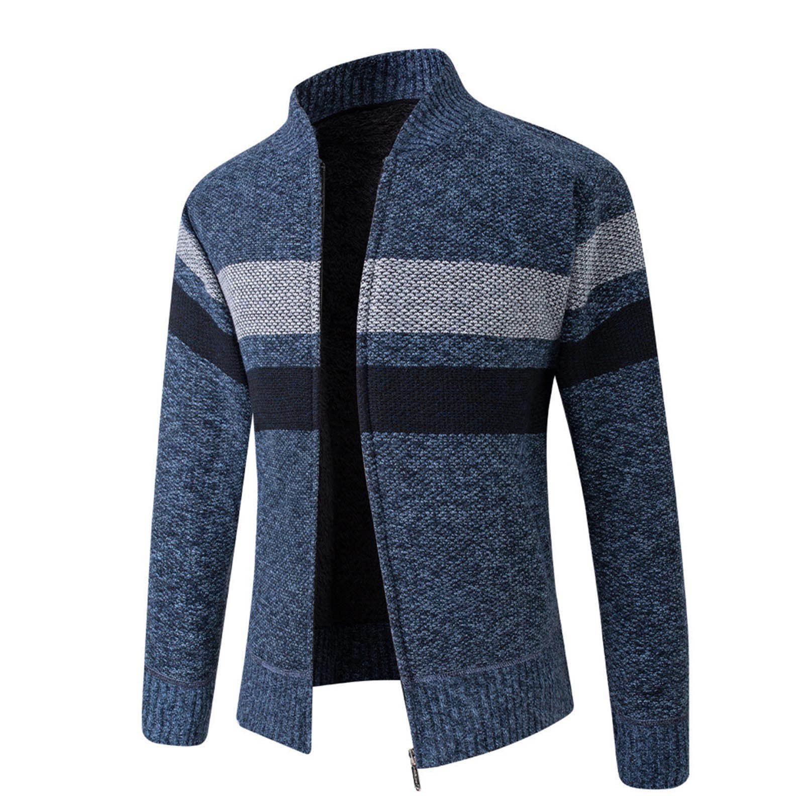 Men's Cardigan Sweaters Full Zip Up Stand Collar Slim Fit Casual ...