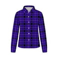 thumbnail image 5 of Aobny Party Womens Shirts Purple Formal Long Sleeve Plaid Button Down V-Neck Blouse Juniors Shirts Casual, 5 of 5