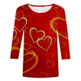 thumbnail image 4 of Valentines T Shirts for Women Heart Graphic Wife Tops 3/4 Sleeve Summer Casual Crew Neck Loose Fit Blouse, 4 of 4
