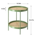 thumbnail image 3 of Round Side Table Green Metal Side Table with Imitation Rattan Pattern on Removable Trays for Living Room, 20.47 Inch x 16.54 Inch 2 Tier Small Side Table for Bedroom, Living Room, 3 of 9