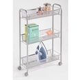 thumbnail image 2 of mDesign Steel Slim Rolling Utility Cart Storage Organizer with Shelves, Silver, 2 of 8