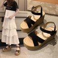 thumbnail image 4 of asdoklhq Sandals for Women Clearance Under $10, Women Ankle Strap Summer Slide Sandals Platforms Wedges Shose, 4 of 9