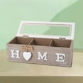 thumbnail image 4 of simhoa Rectangular Wooden Tea Box with Lid Tea Bag Holder Organizer and Viewing Window Jewelery Box Tea Bag Box for Coffee Creamers Tea Bags 3 Grid, 4 of 6