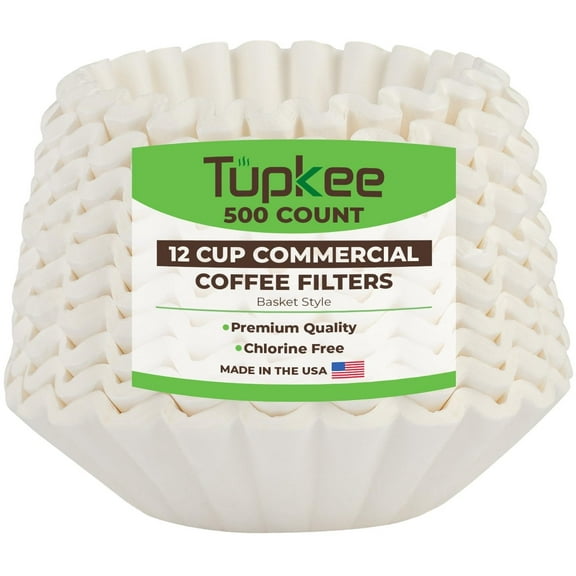 Tupkee Large Coffee Filters 12 Cup - 500 Count 9.75" x 4.25" Tall Walled Premium Coffee Filter to Prevent Messy Ground Overflow - Compatible with Bunn Commercial & Large Home Machines - Made in USA