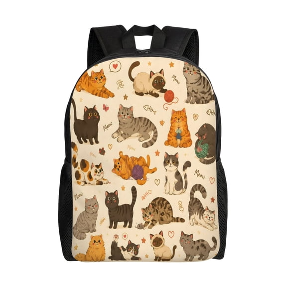 Cute Kawaii Cat Backpack Full Front Print Travel Laptop Bag for Men and Women