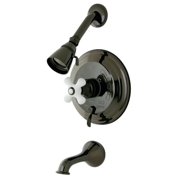 Kingston Brass NB36300PX Water Onyx Pressure Balanced Tub and Shower Faucet, Black Stainless Steel