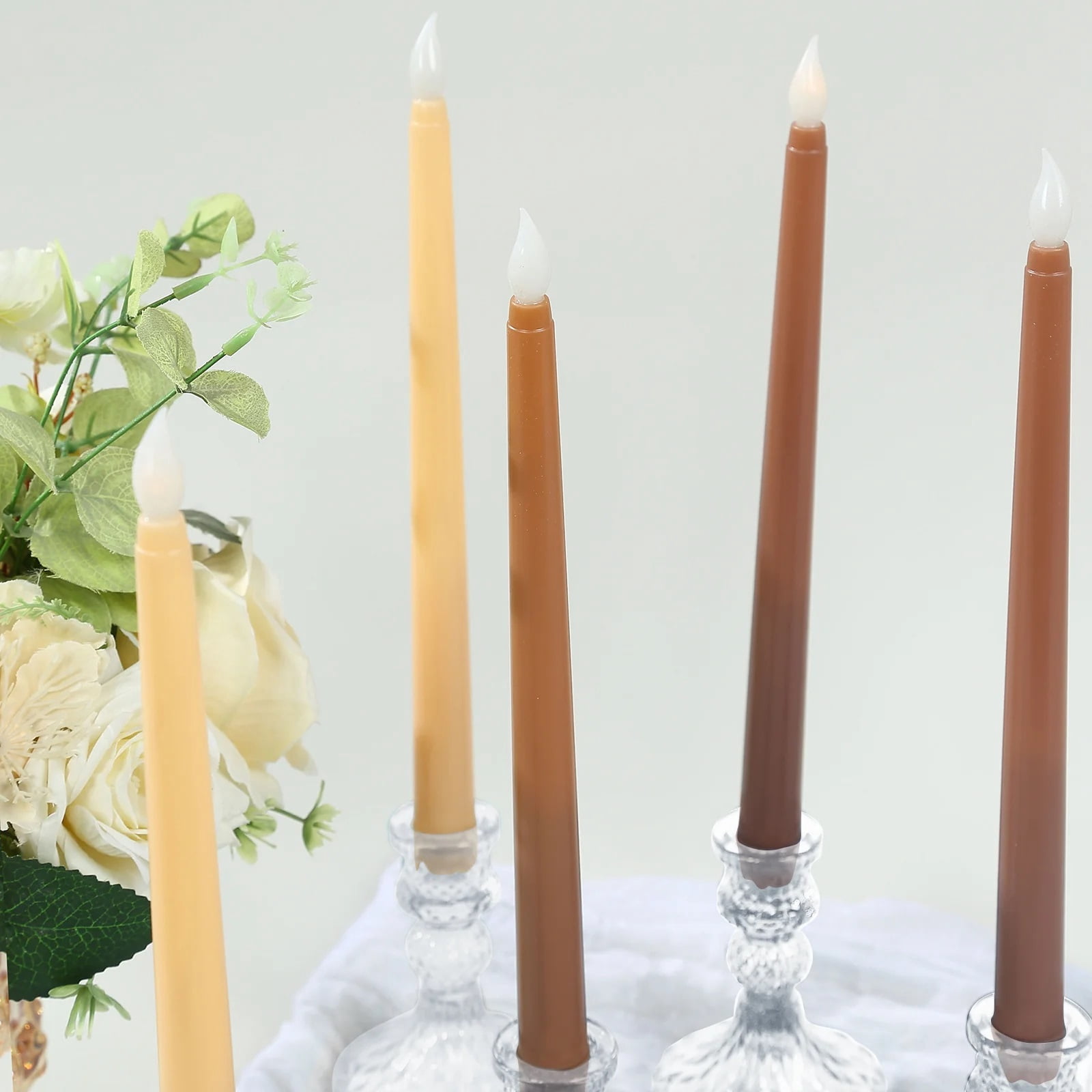 BalsaCircle 8 Natural 11" LED Mixed Taper Flameless Candles Lights Wedding Reception