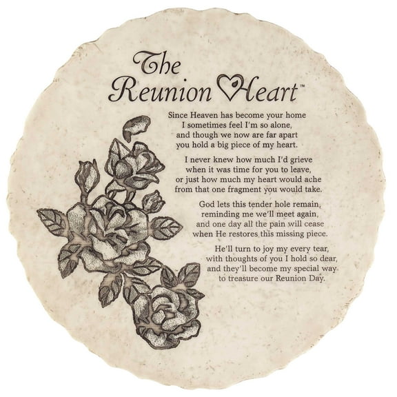 Dicksons Reunion Heart Grey Wash 10 inch Resin Outdoor Decorative Stepping Stone