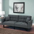 thumbnail image 6 of AVAWING Modern Upholstered Sofa Bed, Convertible Sectional Sofa, Upholstered Futon Linen Tufted Couch w/ 2 Pillows, Apartment, Gray, 6 of 8