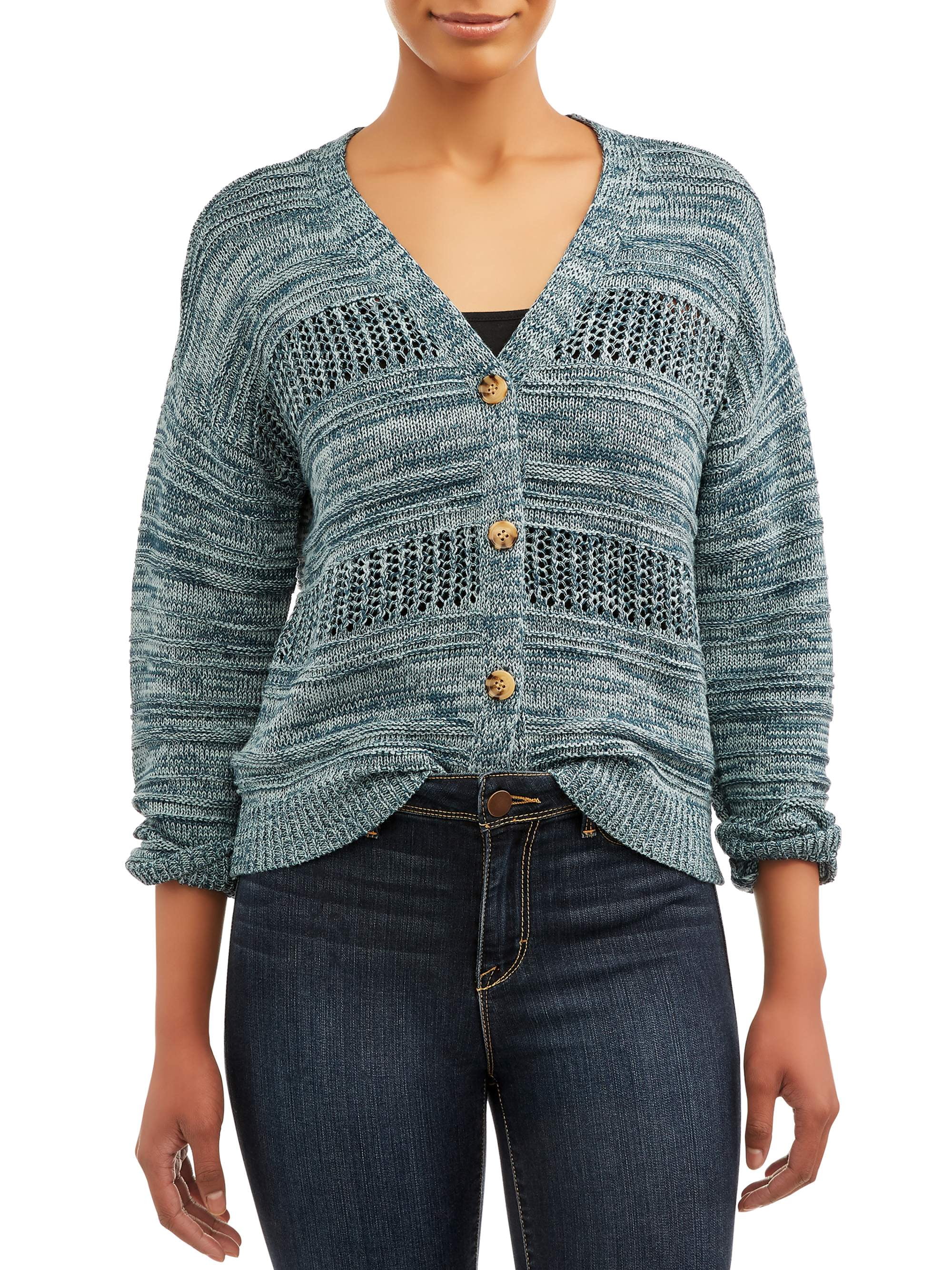 time and tru pointelle cardigan