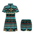thumbnail image 6 of Chririnla Tribal Indian Aztec Stripe Print Women's Tennis Dress with Built in Shorts Zip Collared Workout Golf Dresses for Women Summer Short Sleeve Active Sportswear Golf Outfits, 6 of 7