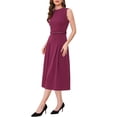 thumbnail image 4 of INSPIRE CHIC Women's Dress Sleeveless Crew Neck High Waist A-Line Office Dresses S Purple, 4 of 6
