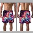 thumbnail image 3 of luoweisi Men's Beach Shorts Quick Dry Swim Trunks with Mesh Lining Unicorn L, 3 of 5