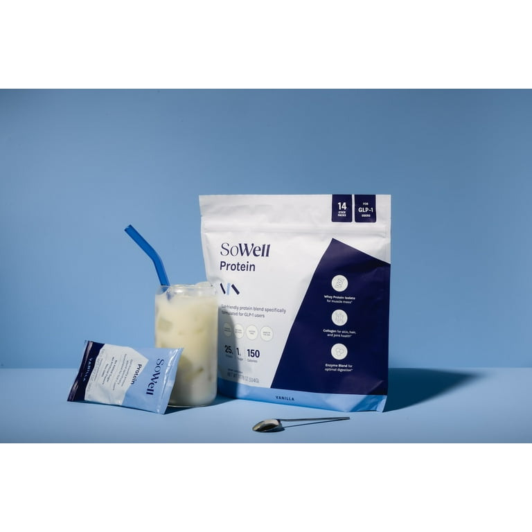 sowell glp 1 So Well Protein Vanilla Powder, Collagen and Enzyme Blend, Supports Muscle  and Digestion