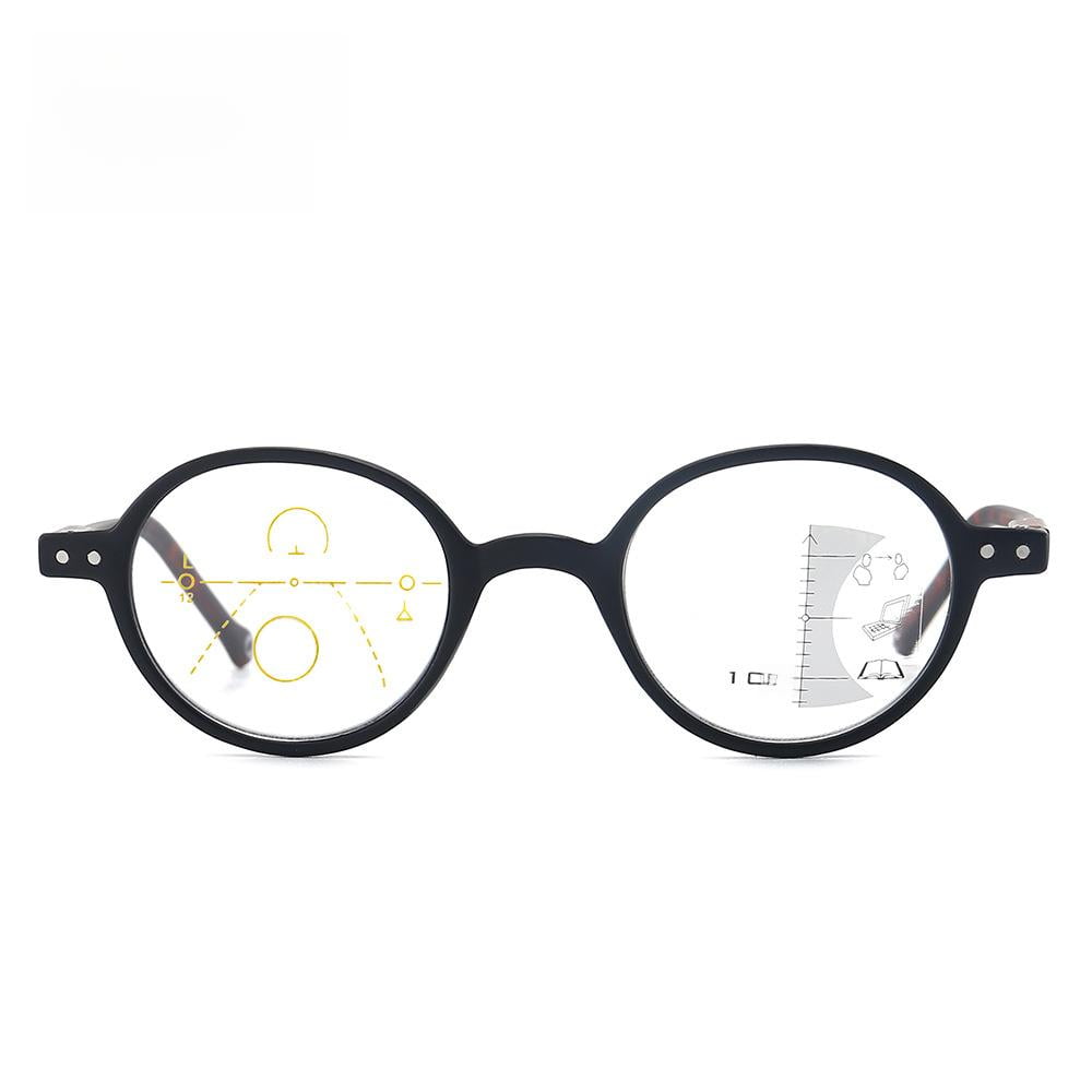 2 Pairs of New Anti-Blue Light Multifocal Round Reading Glasses For Women and Men Tortoise Presbyopic Glasses Spring Hinge Progressive Readers +2.50