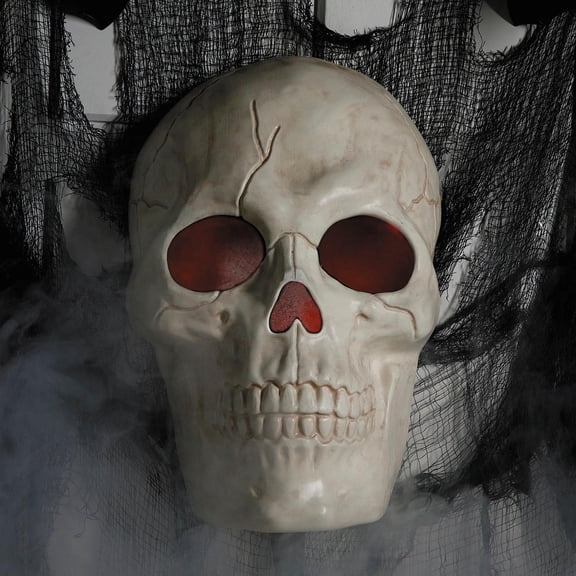 19 3/4" Giant Light-Up Plastic Skull Animated Prop Halloween Decoration