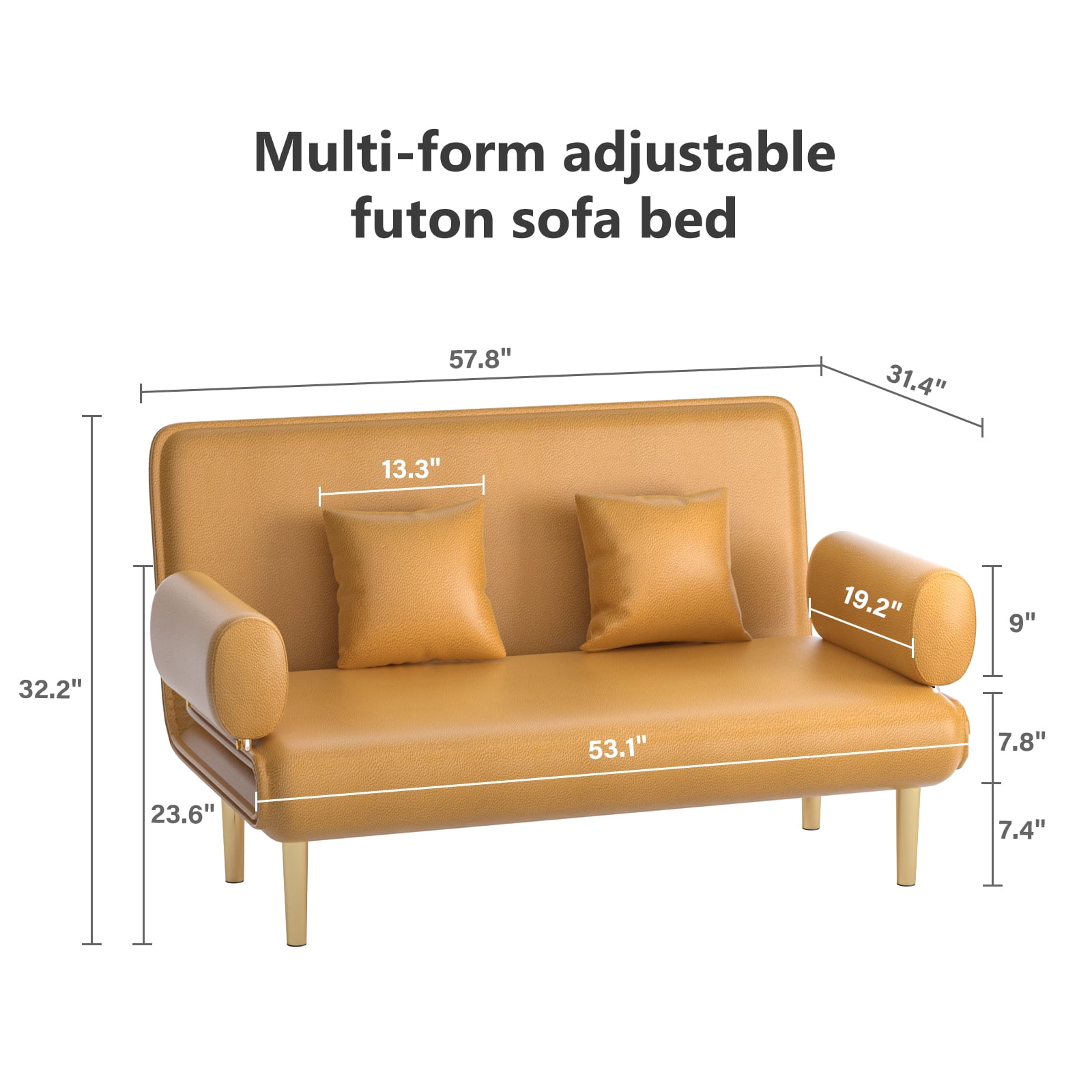 Holaki Futon Sofa Bed, Convertible Sleeper Sofa, Couch, Double Chaise Sofa,Loveseat, Sofa Chair