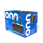 onn Karaoke Machine with 2 Wireless Microphones, LED Party Lights, 9 Hrs Playtime, Bluetooth, Voice Effects