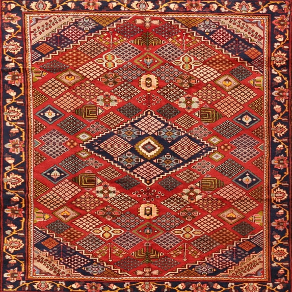 Ahgly Company Machine Washable Indoor Square Traditional Rust Pink Area Rugs, 5' Square