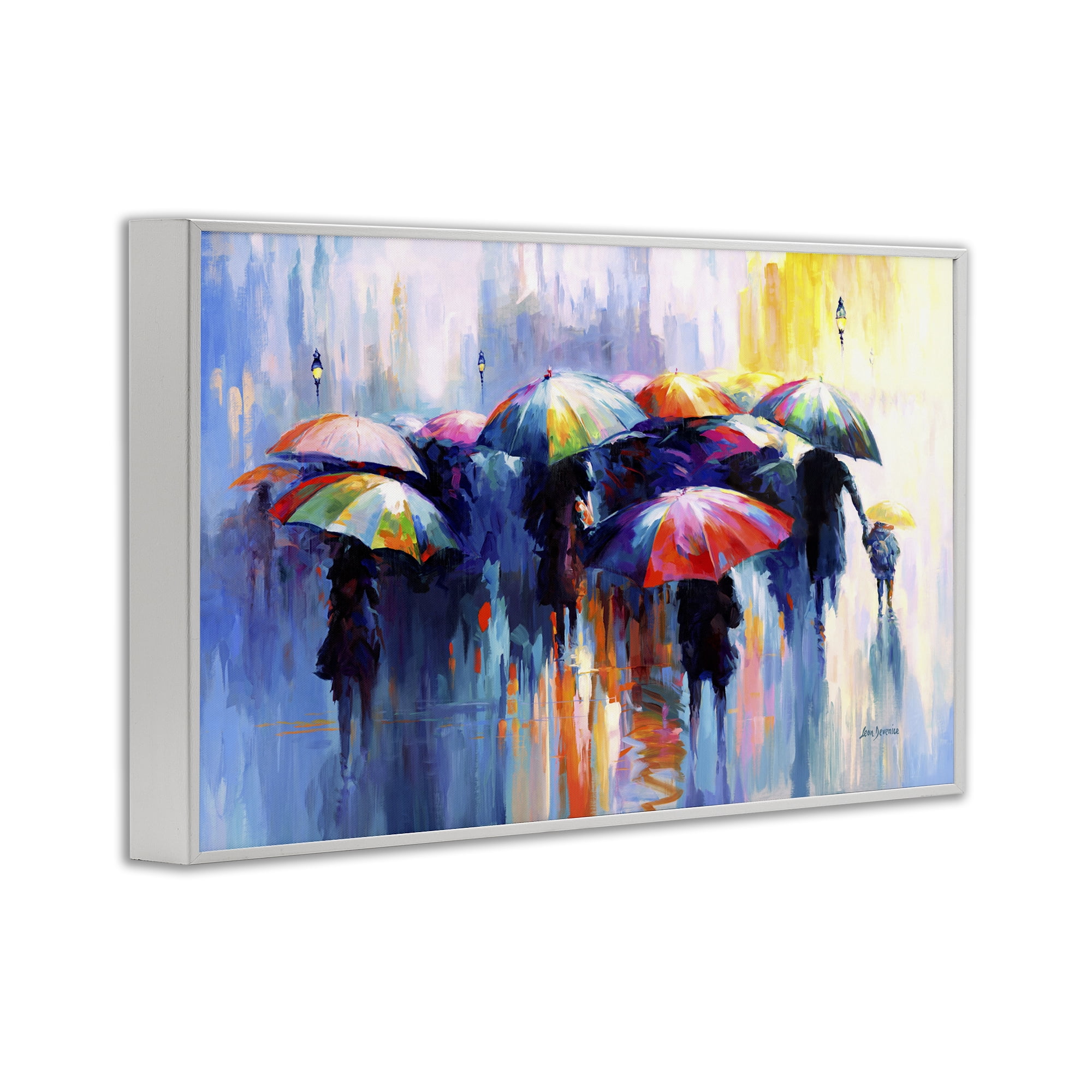 Stupell Industries Memories Beneath Rain Novelty Painting White Framed Art Print Wall Art, 30 x 20