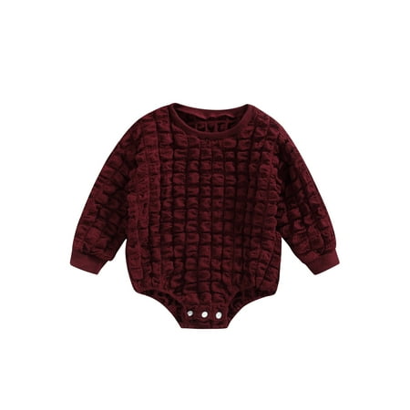 

Coduop Sweatshirt Romper for Infant Baby Girl Boy Long Sleeve Bodysuit Waffle Pullover Top