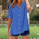 thumbnail image 4 of Camisetas Casuales de Manga Corta con Cuello en V Impreso Botón de Verano Suelto Y de Moda, 4 of 5