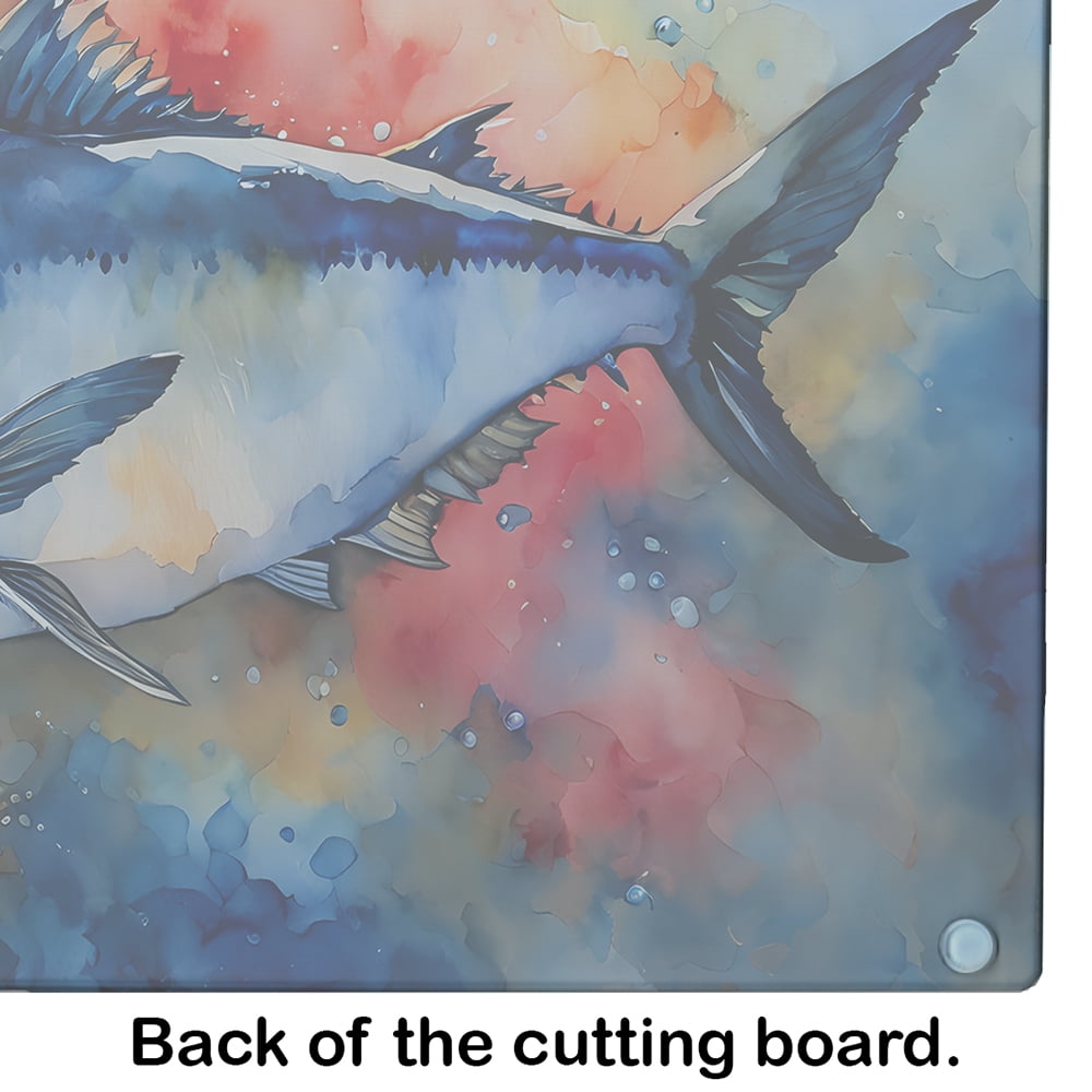 Bluefin Tuna Glass Cutting Board Large 12 in x 15 in