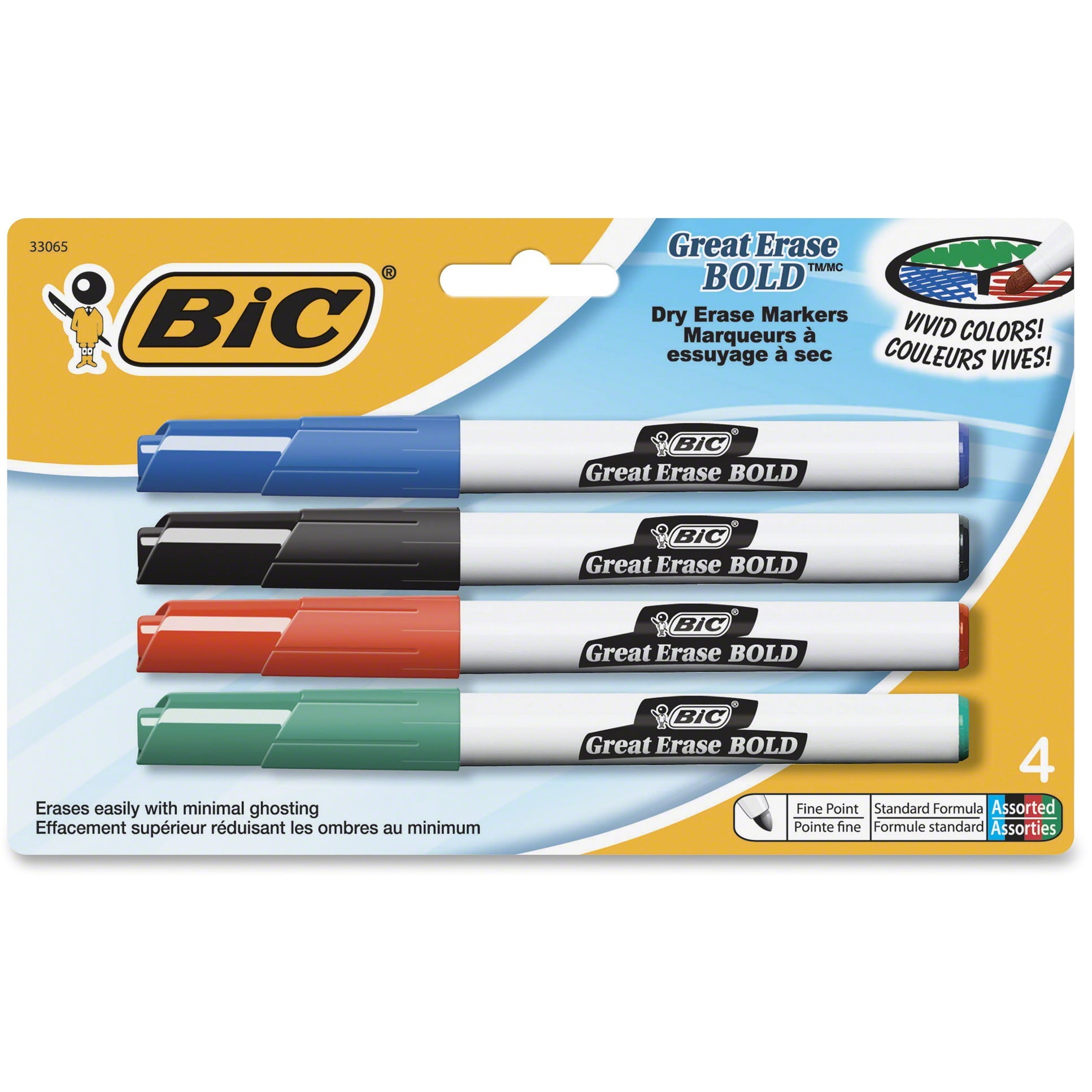 BIC, BICDECFP41ASST, Bold Dryerase Markers, 4 / Set