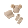 thumbnail image 2 of Walbest Baby Winter Hat Warm Scarf Gloves Set Pompoms Knitted Beanie Mitten Scarves for Toddler Girl Boy color Beige, 2 of 7