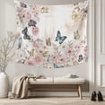 thumbnail image 5 of Vintage Pink Flowers Large Tapestry for Bedroom Wall Hanging Tapestry,Spring Floral Butterfly Retro Art Ceiling Backdrop Tapestries Poster Blanket Wall Decor for Teens Room Living Room 100" x 59", 5 of 8