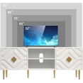 thumbnail image 3 of HLR TV Stand for 65/70/75 inch TV, Entertainment Center with Storage Cabinets and Embossed Pattern Doors, Mid Century Modern Media TV Console Table for Living Room Bedroom, 3 of 6