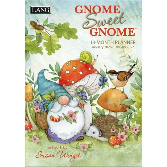 Lang Companies, Gnome Sweet Gnome 2026 Planner, 8.5'' X 12'', 12-Month Calendar with Stapled Binding