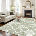 thumbnail image 2 of Rectangle Area Rugs 6 x 9 Ft, Sage Green Geometric Non-Slip Residential Carpet, Moroccan Chic Abstract Plaid Art Indoor Crawling Mats Runner Rugs for Living Room/Dining Room/Bedroom, 2 of 8