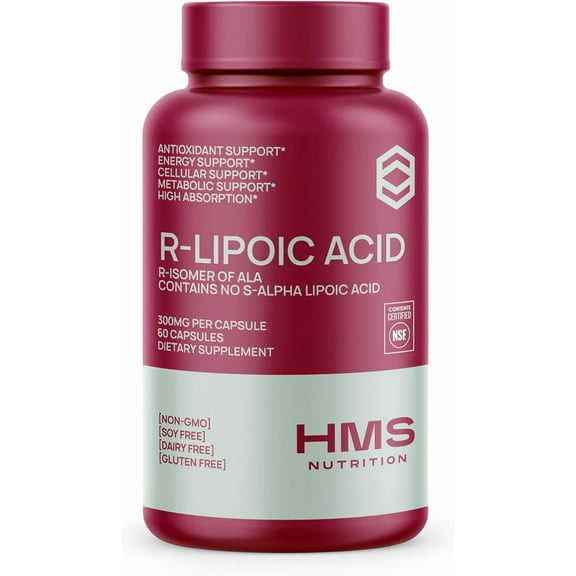 HMS Nutrition R-Lipoic Acid 300mg, Cellular Health & Wellness Supplement, 60 Capsules