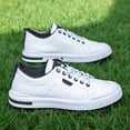 thumbnail image 4 of Men's White Low-Top Sneakers with Slip-On/Lightweight Hiking Walking Shoes Suitable for - Casual Wear, Commuting, Urban Outdoor - Solid Color，Lace-Up Closure - Breathable PU Upper & Durable PVC Sole, 4 of 9