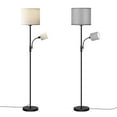 thumbnail image 4 of Mother-Daughter Floor Lamp, 67.32In TeqHome Linen Shade Floor Lamp with 360° Adjustable Reading Light, 3200K Brightness E26 bulbs, Foot Switch, Modern Decoration Indoor Lamp Grey, 4 of 11