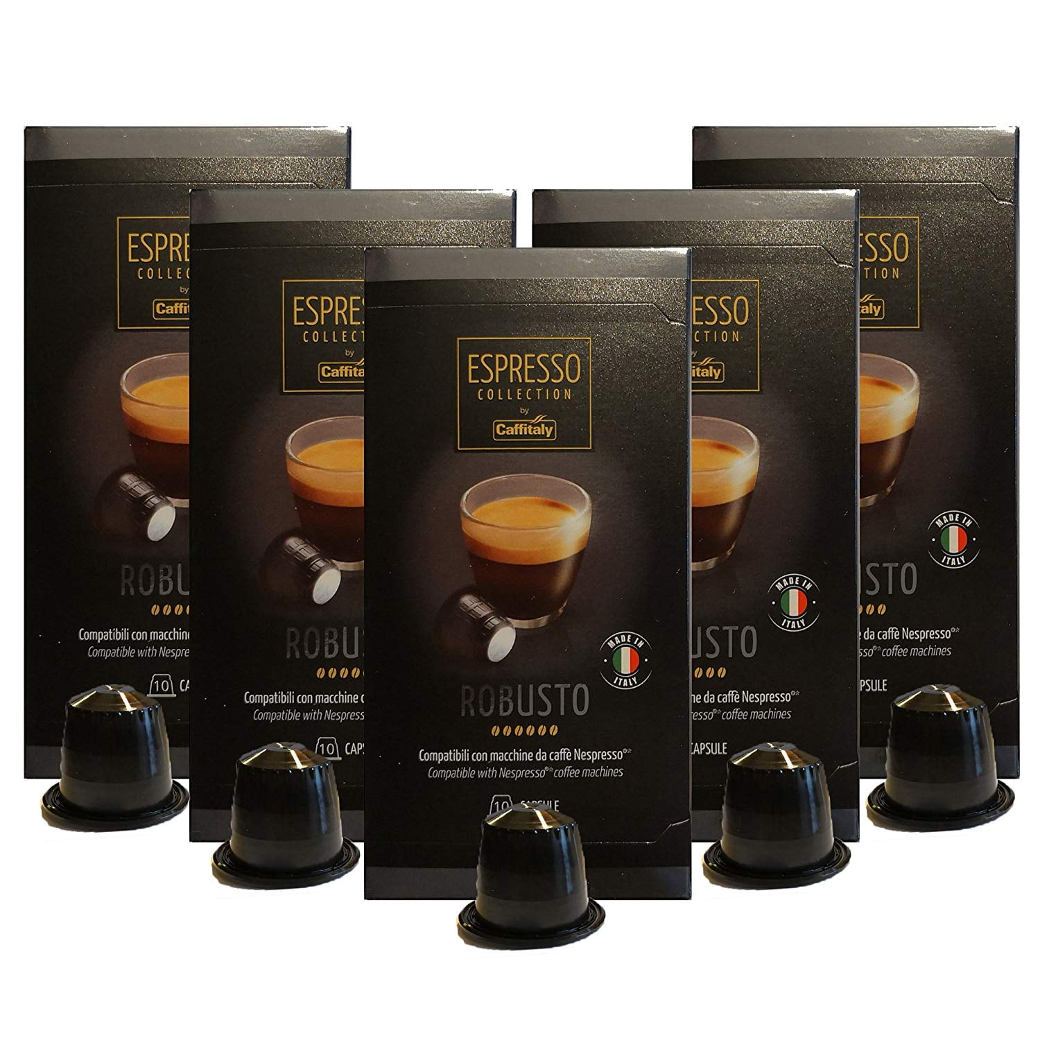 Caffitaly Nespresso Compatible Capsules, Robusto Espresso, Extra Bold