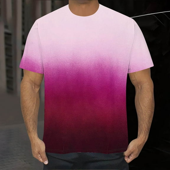 WAENQINLA Gradient T-Shirt for Men Big and Tall Casual Short Sleeve Shirts Summer Fashion Graphic Crewneck Tees,S-5XL
