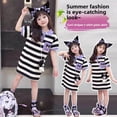 thumbnail image 4 of Vestido informal a rayas para niña, vestido mameluco de moda de verano de manga corta, ropa para niños, trajes para niños, vestidos para niños pequeños, 4 of 5