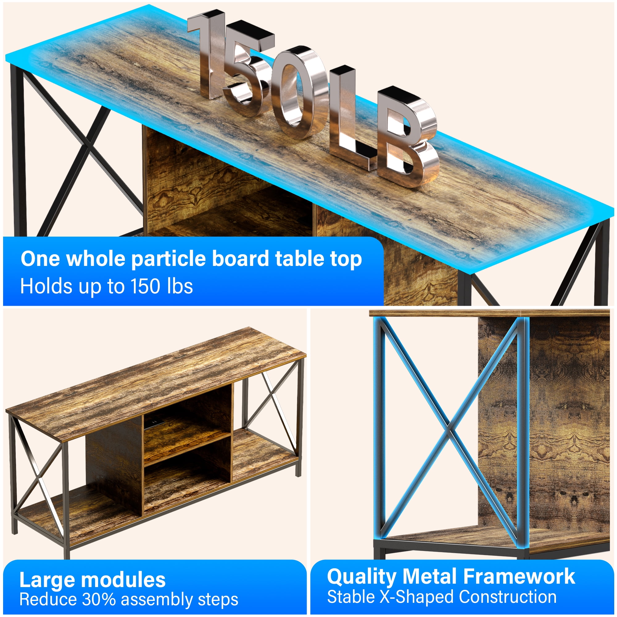 Dalattin 55 inch TV Stand for 60 65" Television, Entertainment Center TV Console for Living Room