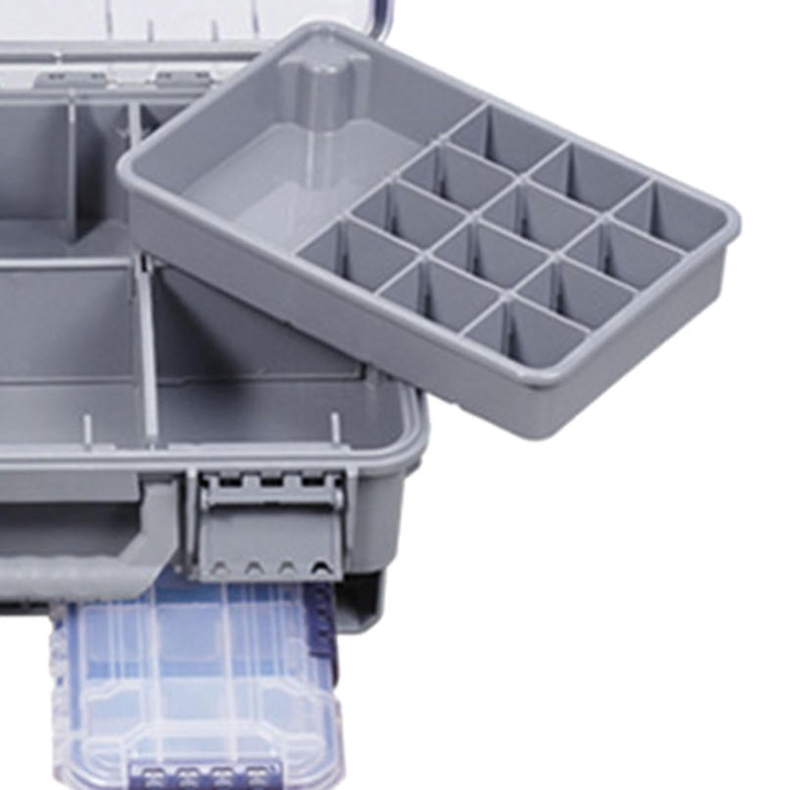Wswqop Fishing Tackle Box Container Fishing Accessories Box Large Capacity Waterproof 3 Gray