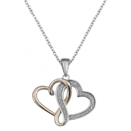 Stainless Steel Interlocking Hearts Pendant, 18