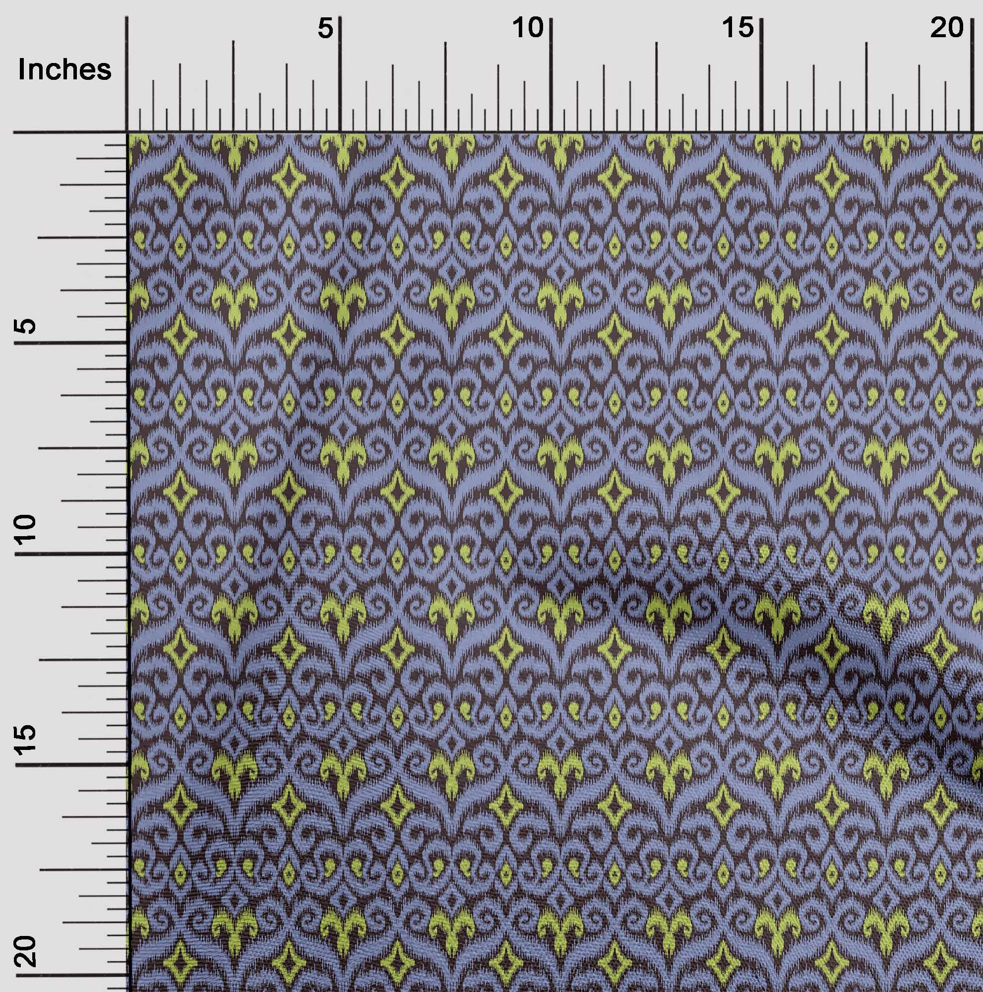 oneOone Silk Tabby Fabric Swirl & Paisley Ikat Print Sewing Fabric BTY 42 Inch Wide