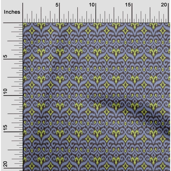 oneOone Polyester Lycra Fabric Swirl & Paisley Ikat Print Sewing Fabric BTY 56 Inch Wide