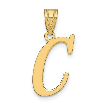 Diamond2Deal 14k Yellow Gold Letter C Initial Pendant for Women(L- 17.99 mm, W- 14.85 mm)