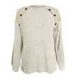 thumbnail image 4 of Crunowin Women's Knitted Sweater, Long Sleeve Cozy Comfort Solid Color Crew Neck Loose Fit Casual Pullover Tops Khaki S, 4 of 4