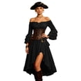 thumbnail image 3 of WAYUTE Pirate Costume for Women Off The Shoulder Flared Sleeve Solid Color Asymmetrical Ruffle A Line Dress Party Outfit Stylish Theme Evening, 3 of 5