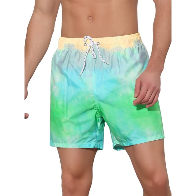 INSPIRAR CHIC Bañador de Hombre con Estampado Tie Dye y Cintura Elástica 34 Verde
